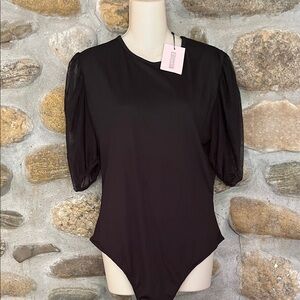 Missguided Black Puff Sleeve Bodysuit